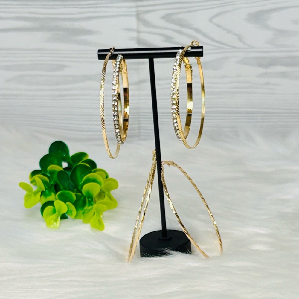 Gold Hoop Earrings Set of 3